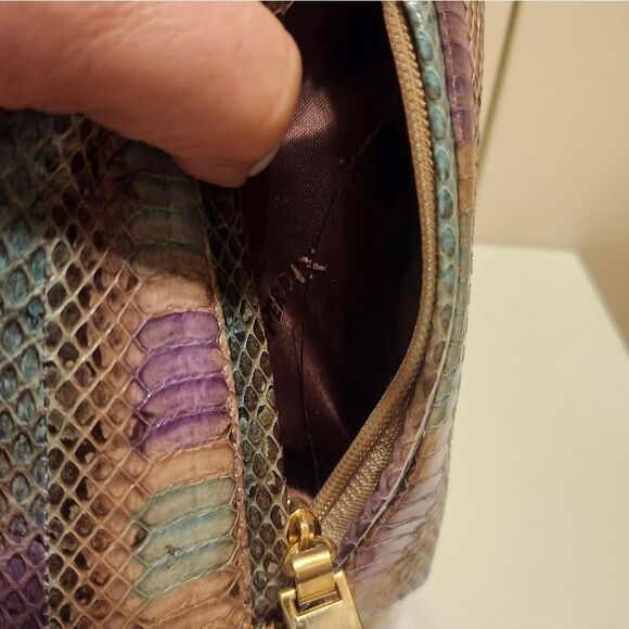 Vintage BOL-PERDIX 100% Python Snakeskin Shoulder Bag Multicolor Made in Spain